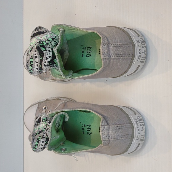 Women's Converse All Star Double Tongue Gray Mint Green Low Top Canvas Shoes - Picture 5 of 13